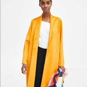 zara suede yellow coat